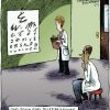 pharmacy cartoon - eye test for pharmacists
